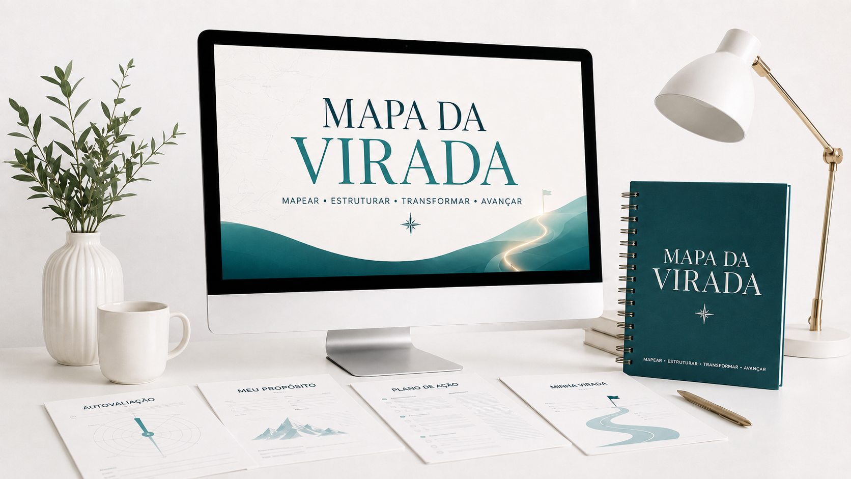 Aulas gravadas e caderno de exercícios do Mapa da Virada